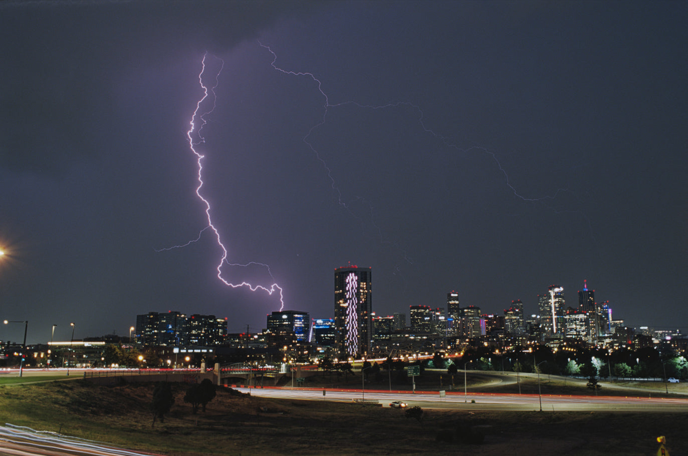 Downtown Lightning Photo Master-print