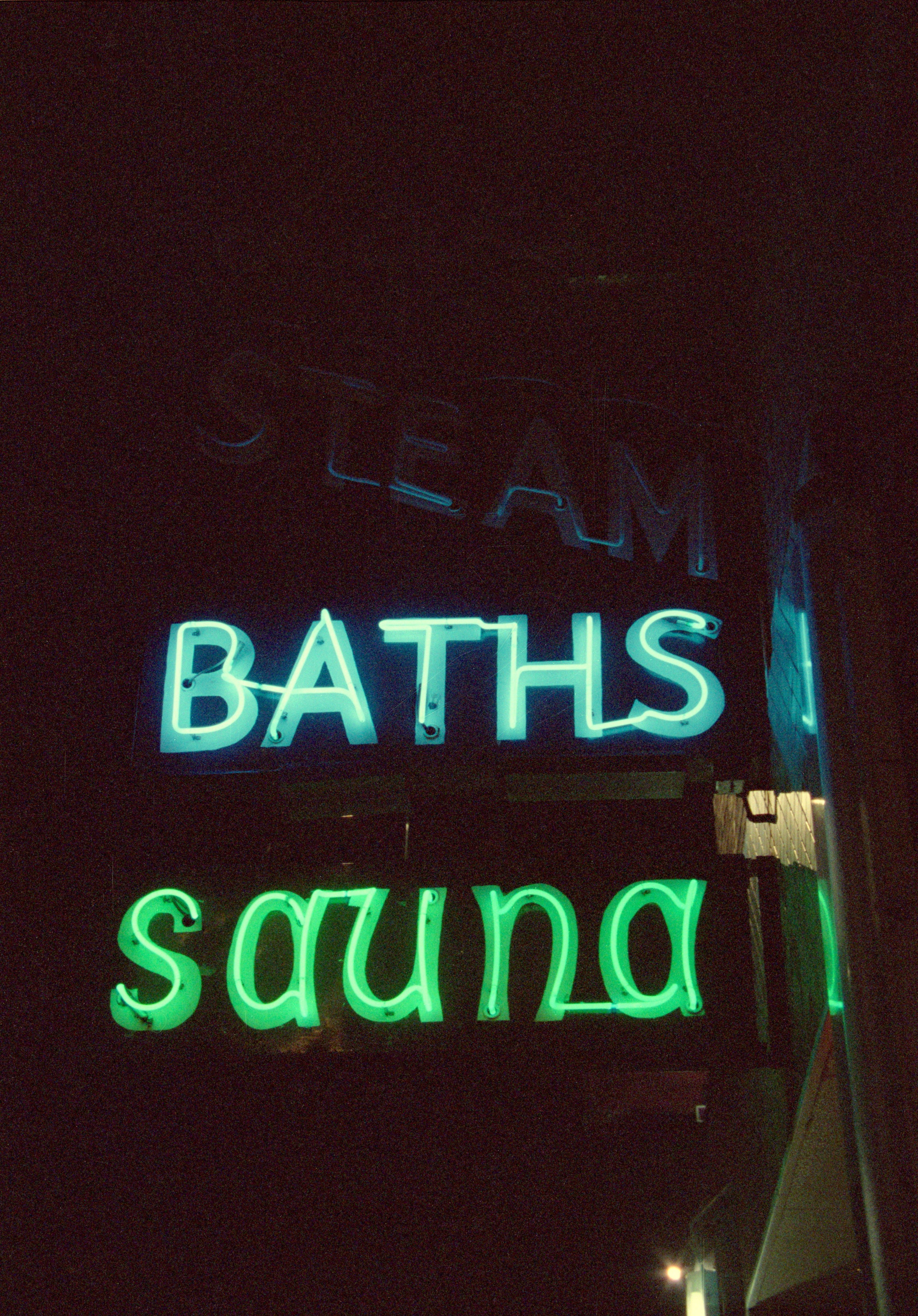 Lake Steam Baths Neon Lights Photo Masterprint