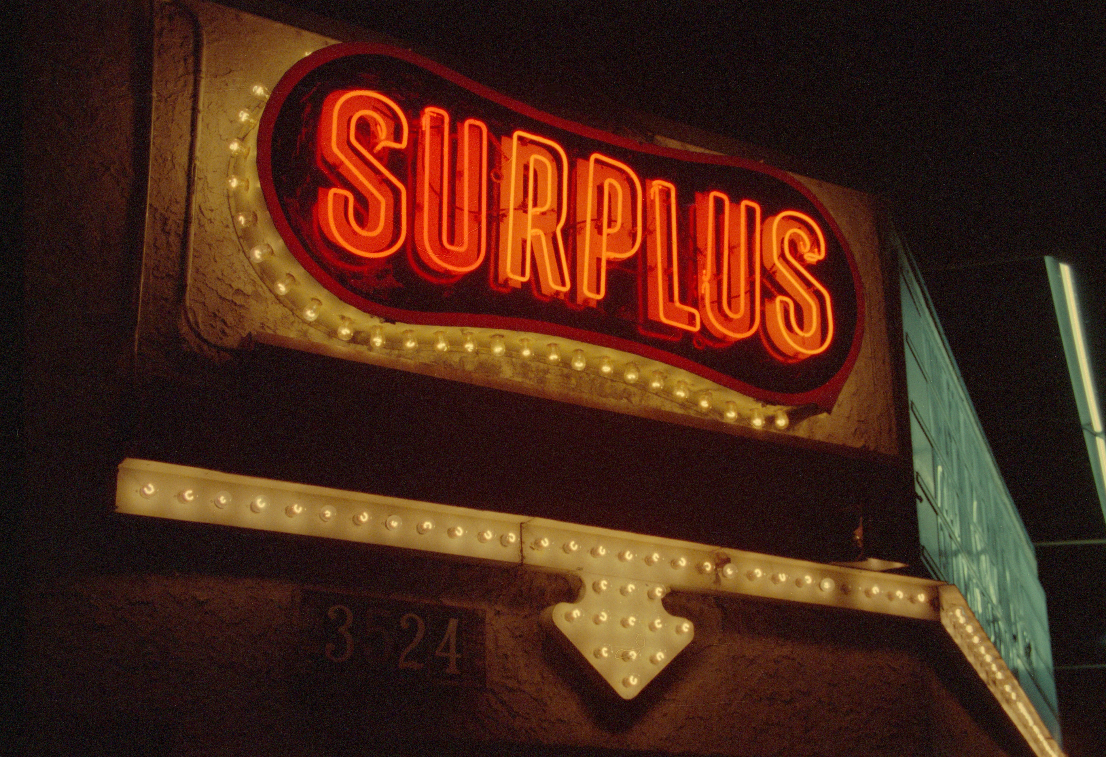Surplus Store Neon Lights Photo Master-print