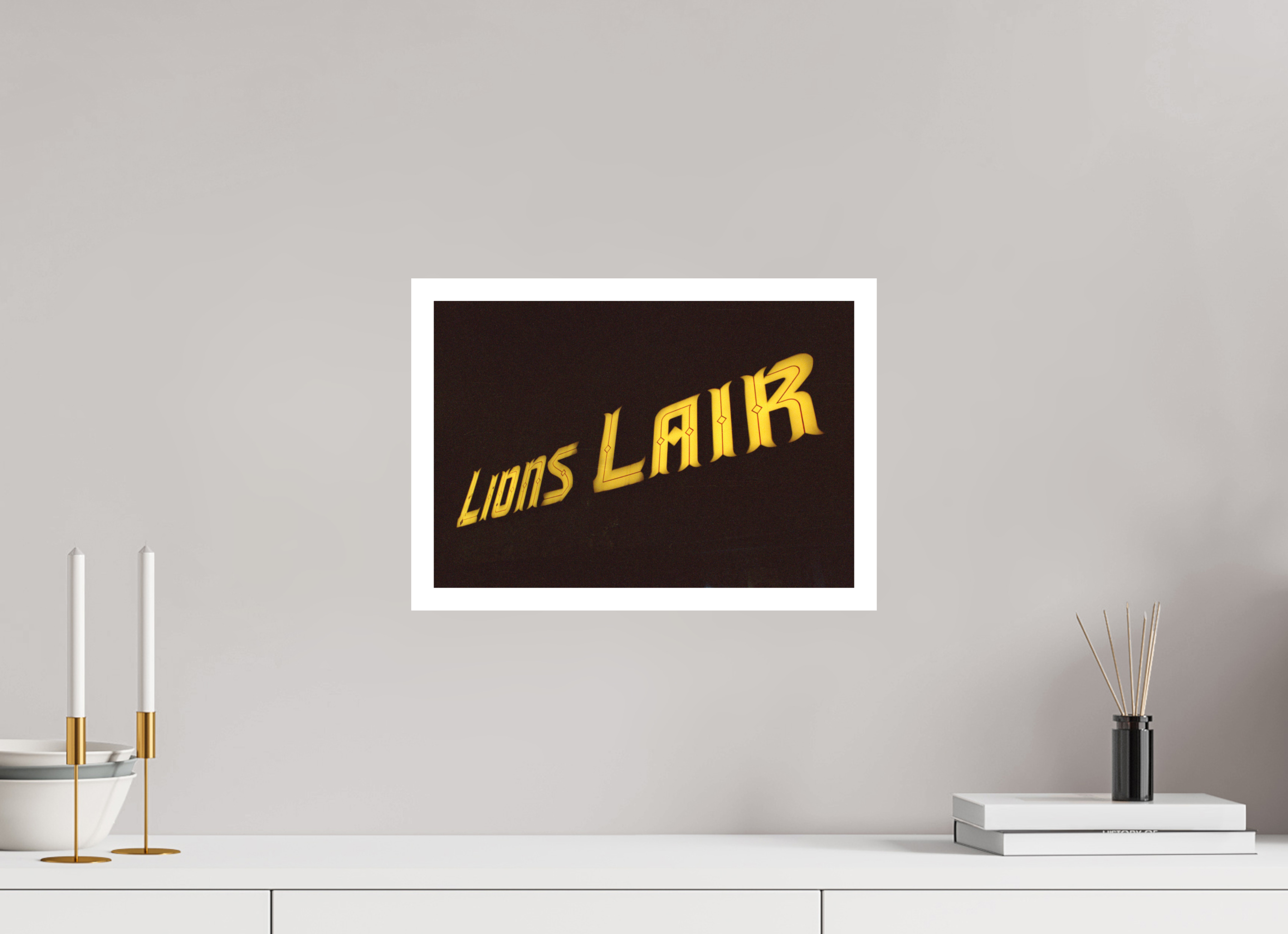 14.6 x 10″, Hahnemuhle Ultra Smooth Paper Lions Lair Neon Lights Photo Master-print