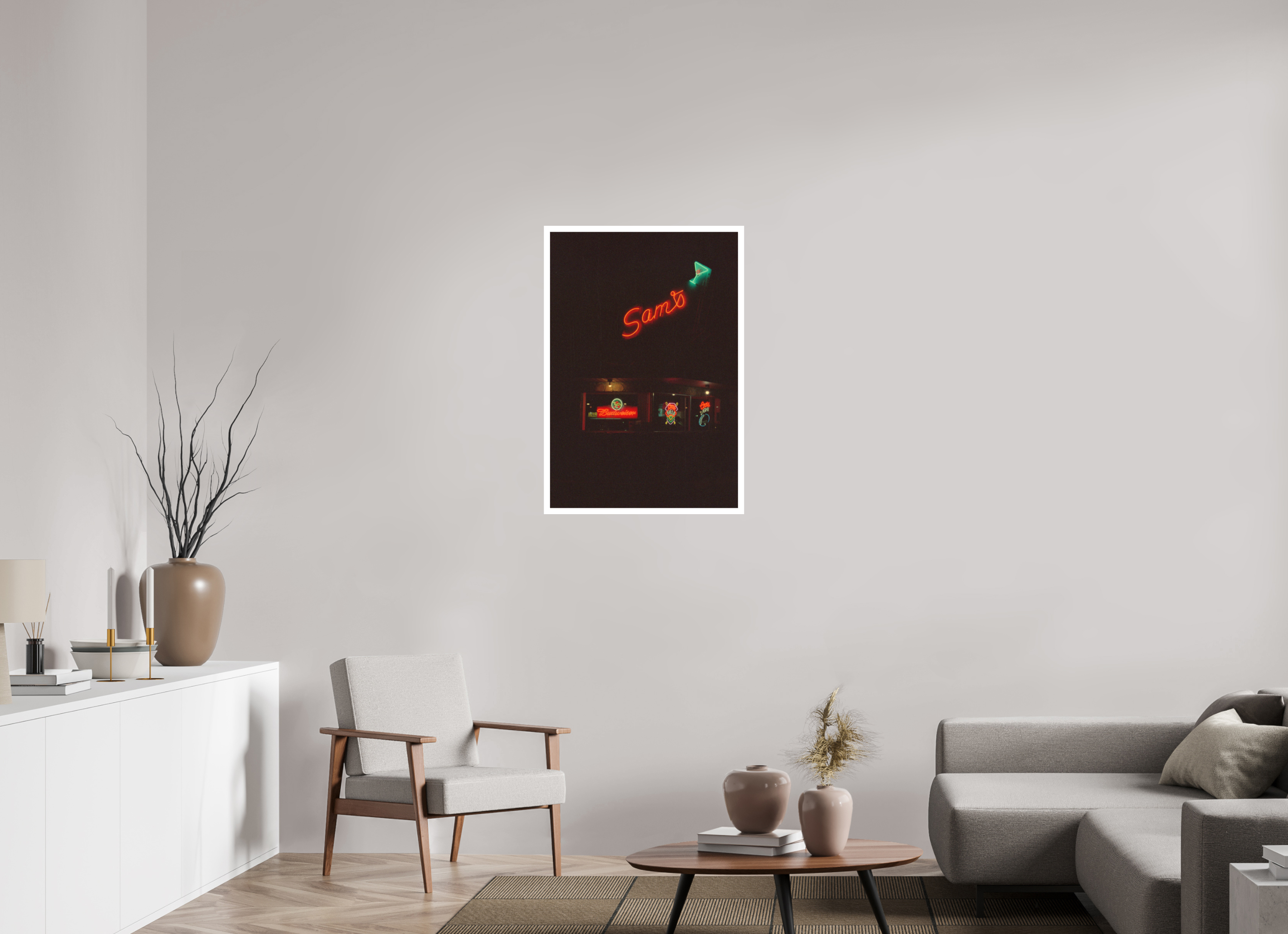 24 x 35.3″, Hahnemuhle Ultra Smooth Paper Sam’s Bar and Lounge Neon Lights Photo Master-print
