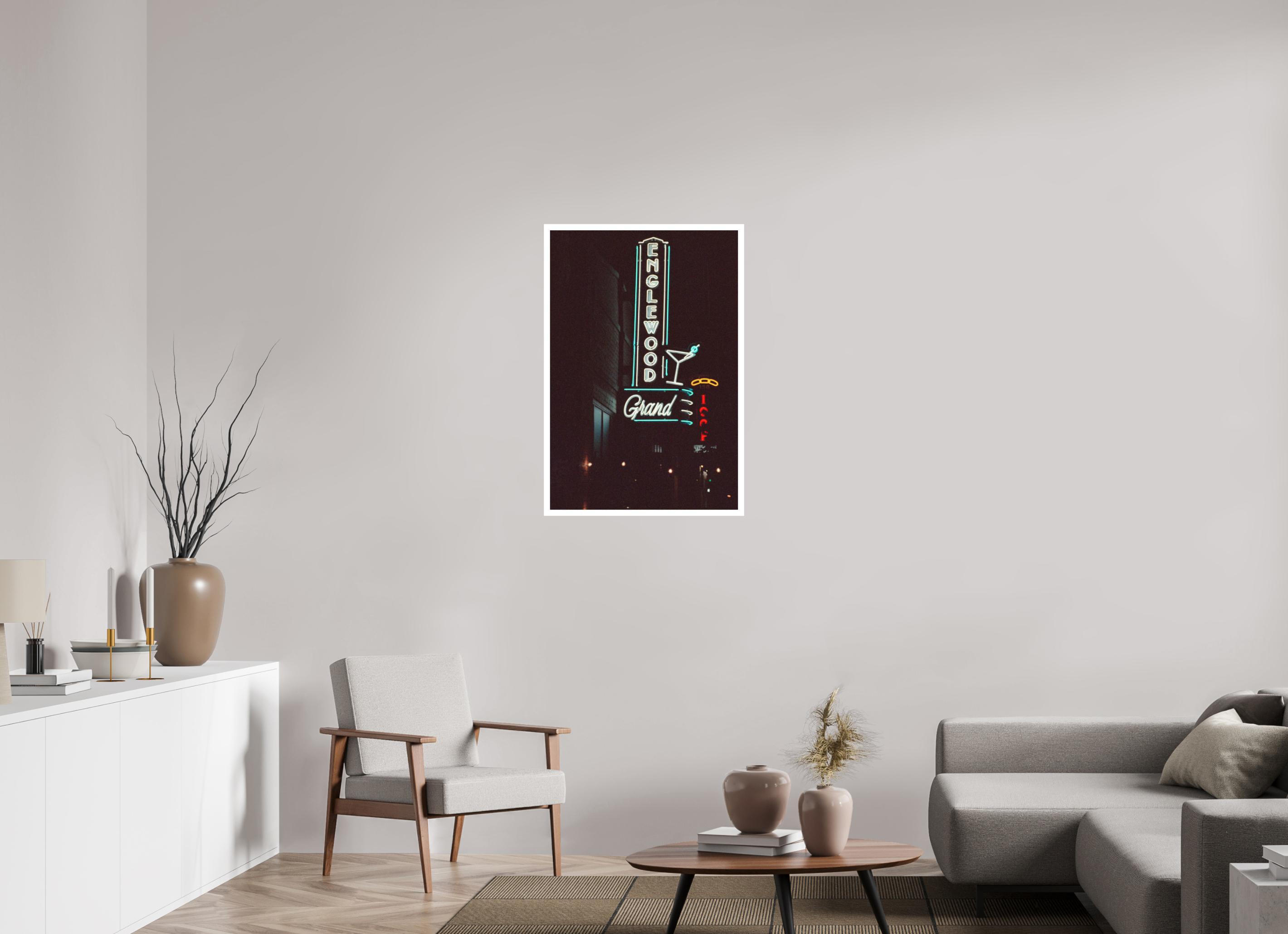 24 x 35.7″, Hahnemuhle Ultra Smooth Paper Englewood Grand Neon Lights Photo Masterprint