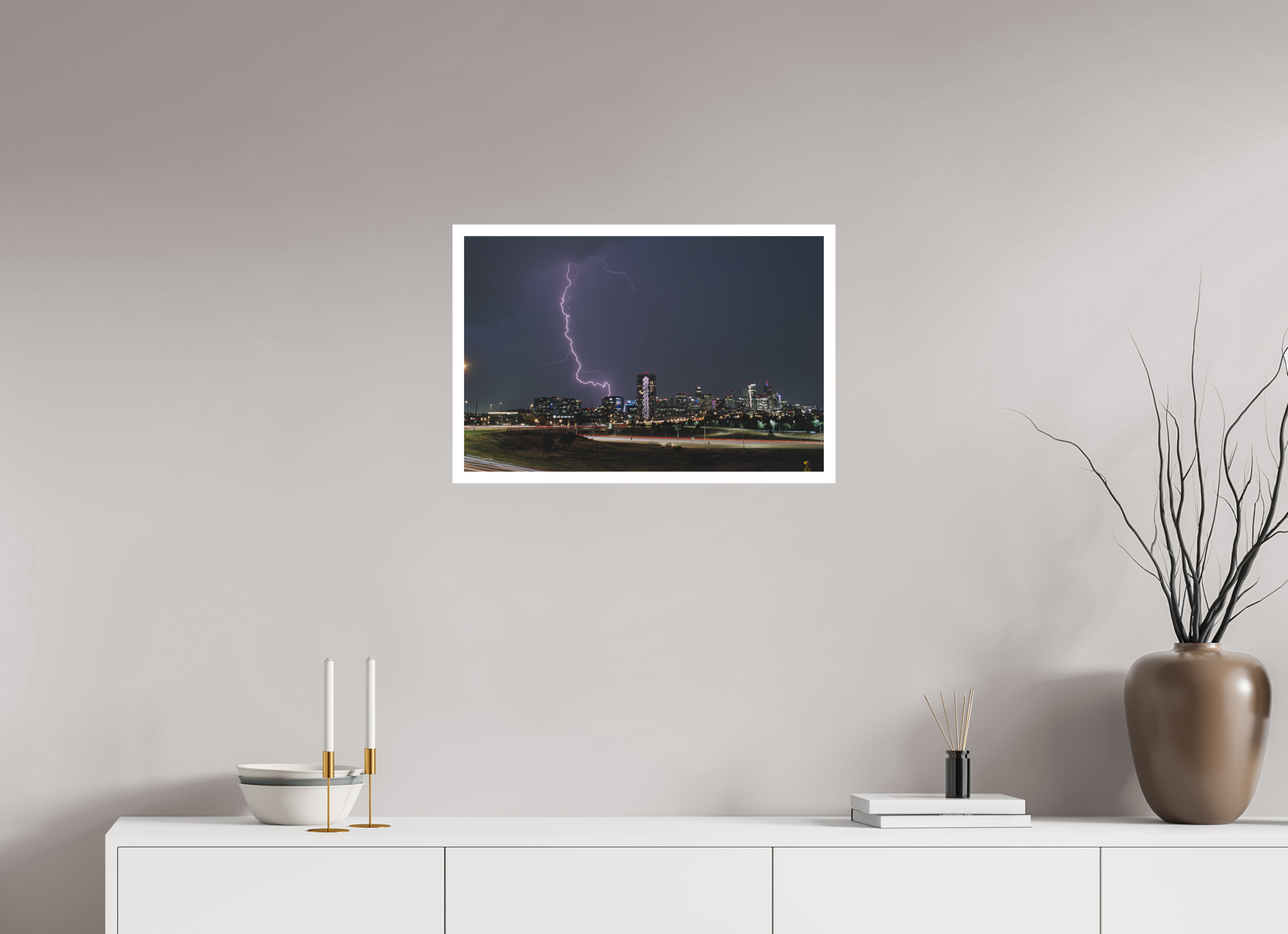 24.4 x 16″, Hahnemuhle Ultra Smooth Paper Downtown Lightning Photo Master-print