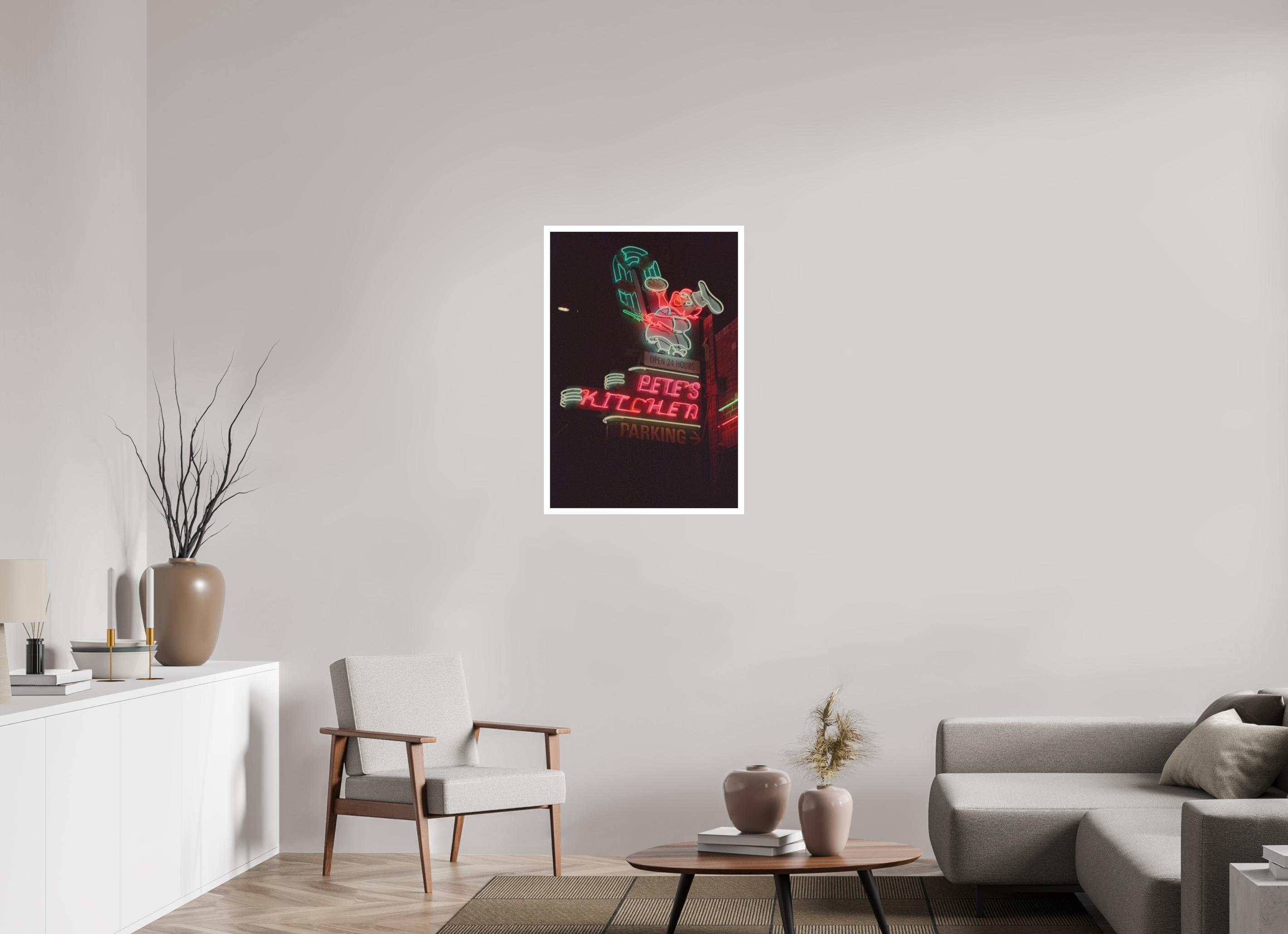 24 x 35.3″, Hahnemuhle Ultra Smooth Paper Pete’s Kitchen Neon Lights Photo Master-print