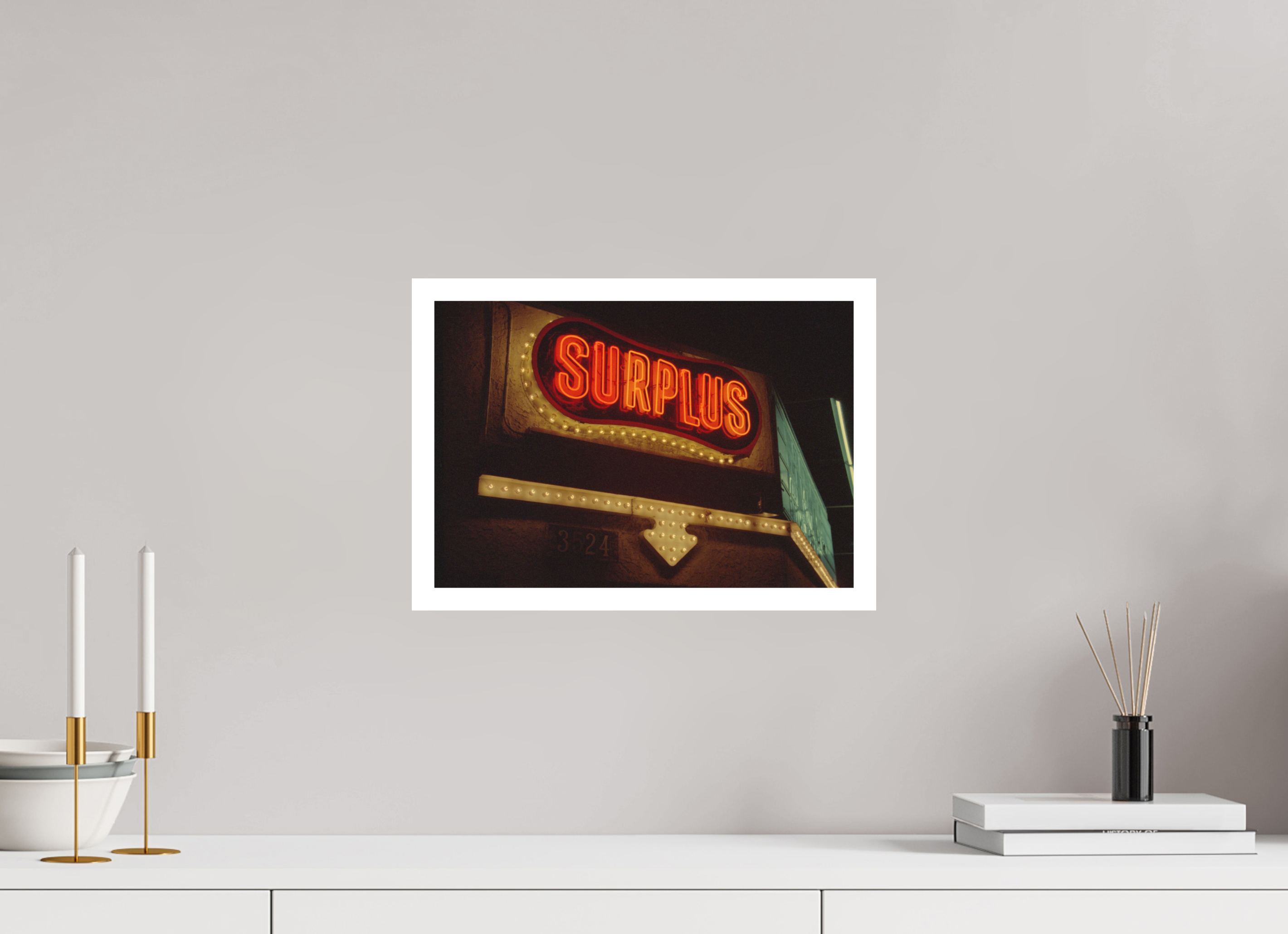 14.6 x 10″, Hahnemuhle Ultra Smooth Paper Surplus Store Neon Lights Photo Master-print