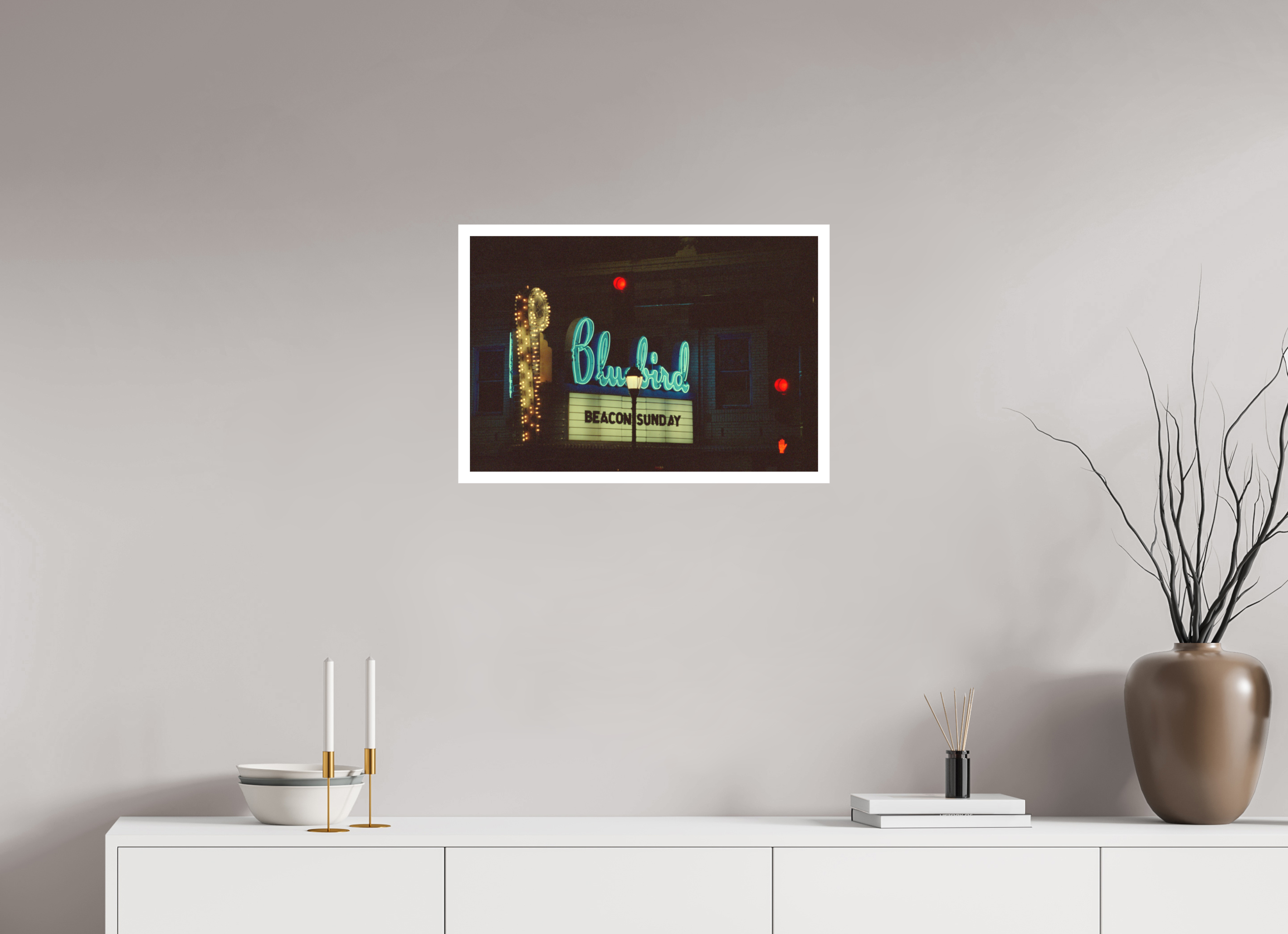 23.6 x 16″, Adam Configeration 3 Bluebird Theatre Neon Lights Photo Masterprint