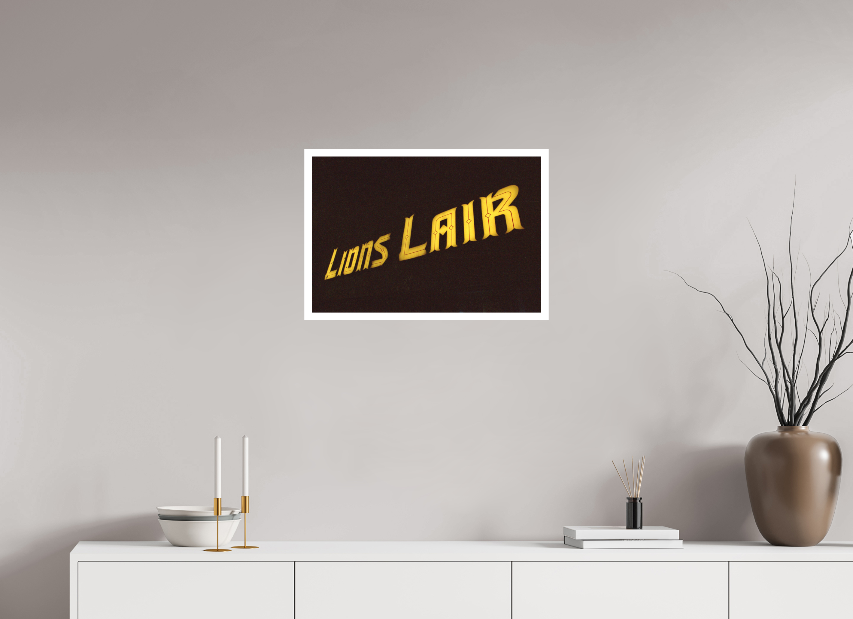 23.5 x 16″, Hahnemuhle Ultra Smooth Paper Lions Lair Neon Lights Photo Master-print