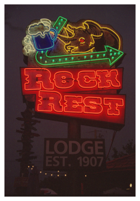 Main image Rock Rest Lodge Neon Lights Photo Master-print